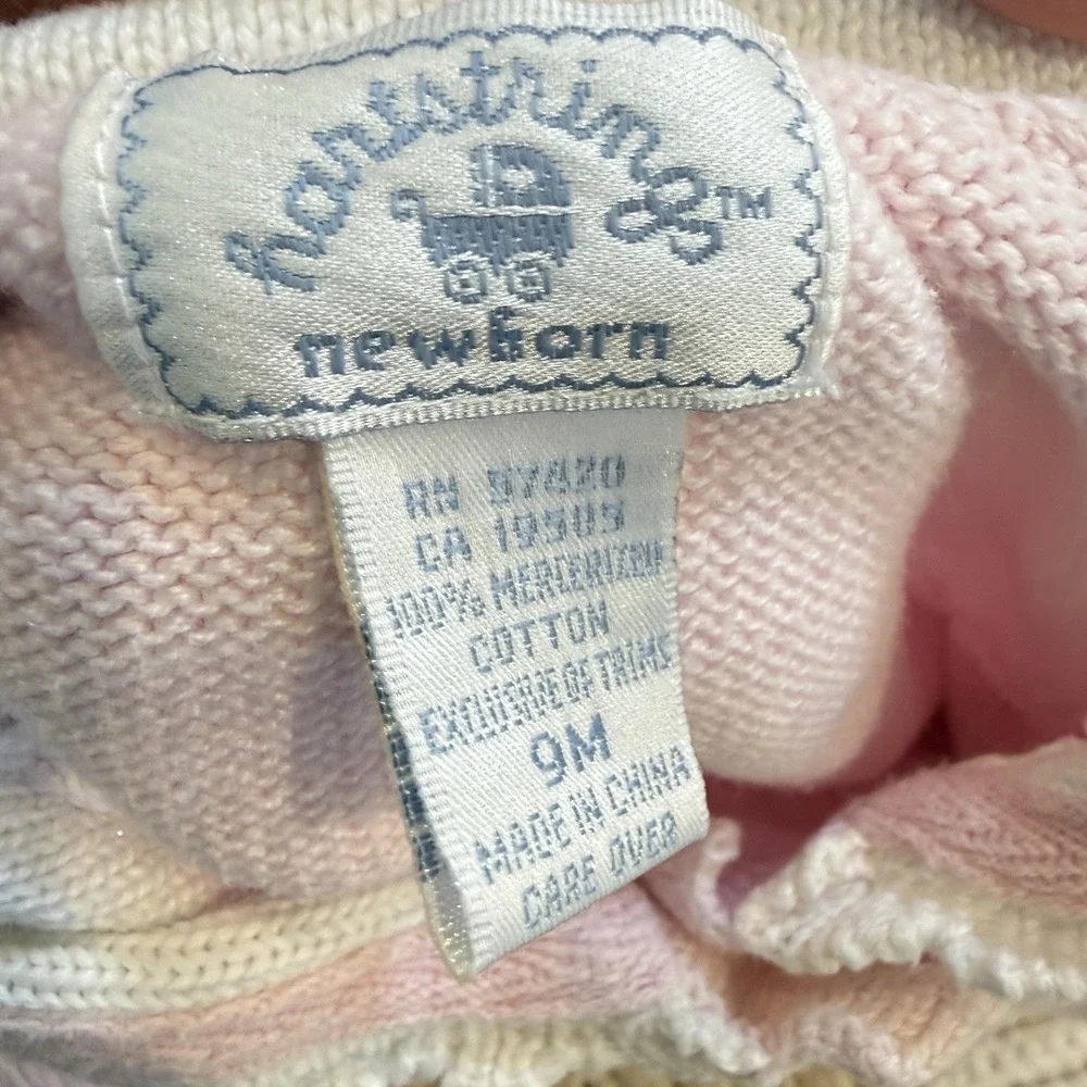 Hartstrings Sweater Baby‎ Girls 9 Mos Light Pink Cotton Button Up Preppy Y2K VTG